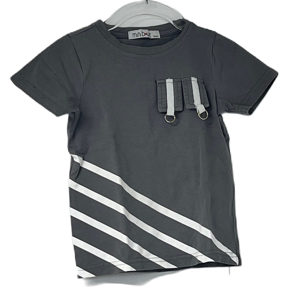 Miniboyz gray white striped shortsleeved Tshirt size 5
